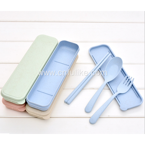 3pcs Portable Wheat Straw Plastic Cutlery